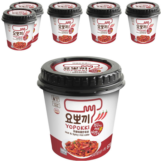 YOPOKKI 辛辣味辣炒年糕即食杯 韓國原裝進口 微波加熱, 120g, 6個