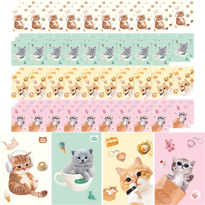 핑크풋 500 킹냥 핸디수첩 4종 x 10p 세트, 혼합색상, 3세트