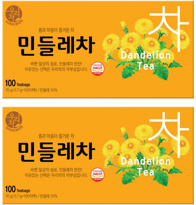 우리차 민들레차, 700mg, 100개입, 2개