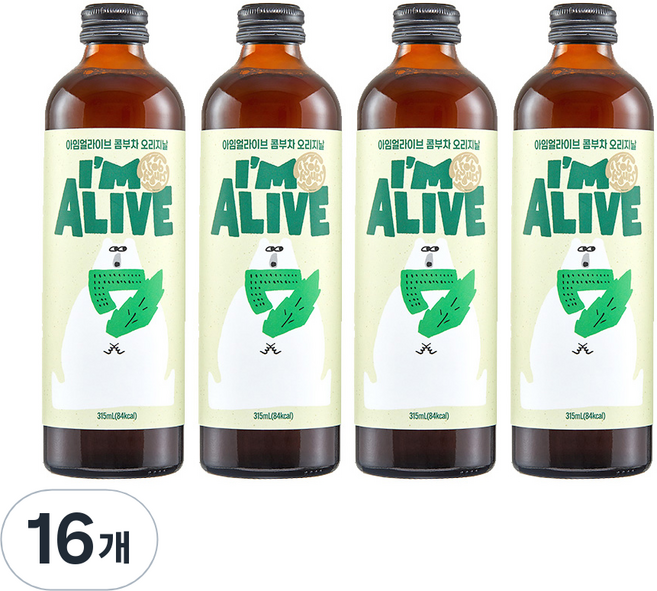 아임얼라이브 유리병 콤부차 오리지날, 315ml, 16개