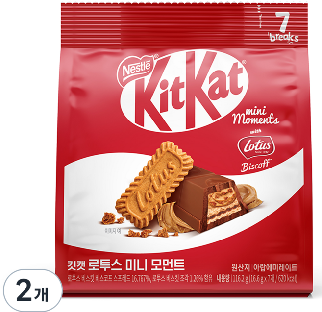 KitKat 로투스 미니 모먼트, 116.2g, 2개