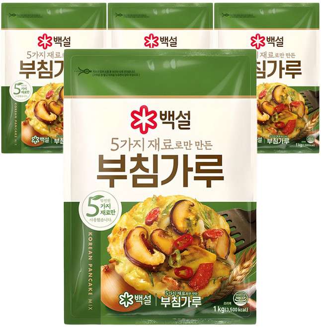 백설 5가지 재료로만 만든 부침가루, 1kg, 4개