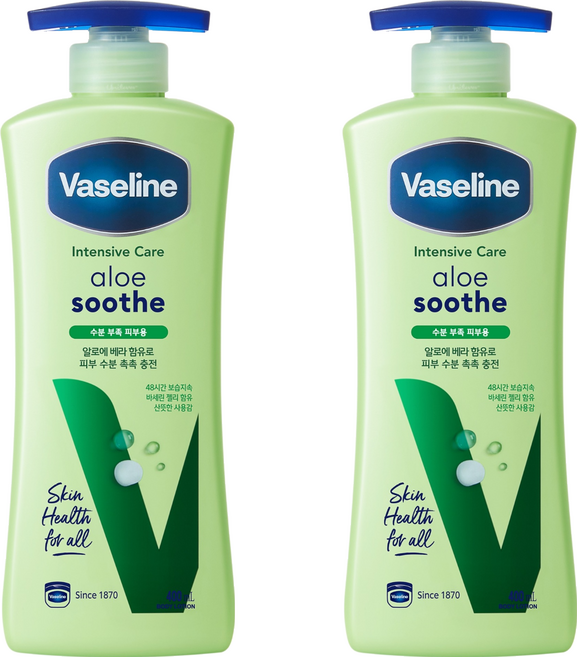 바세린 인텐시브 케어 알로에 수드 바디로션, 400ml, 2개