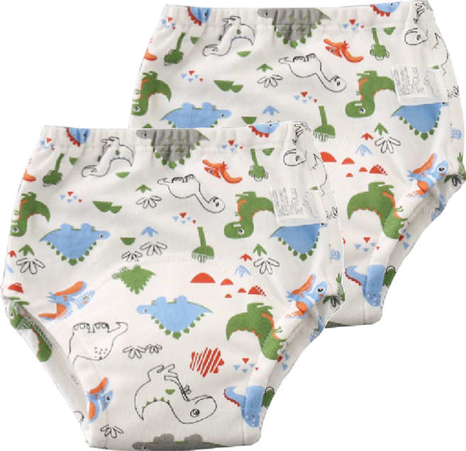 加厚 6層學習褲/尿布褲 適用對象 建議8~12kg 2個, 七彩恐龍 白色 + 綠色, 1組