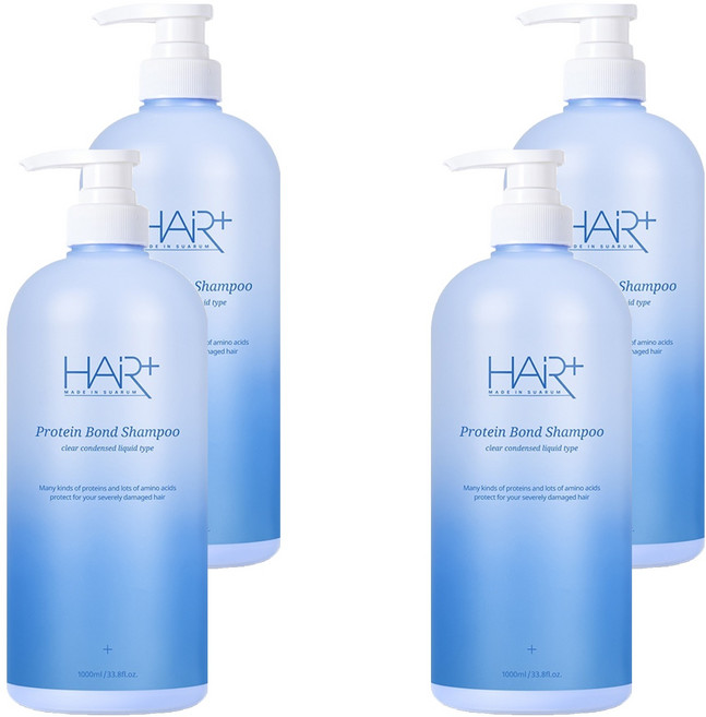 헤어플러스 단백질 본드 샴푸 그린 플로럴 머스크 향, 1L, 4개