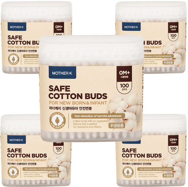 마더케이 신생아유아 안전면봉, 100개입, 5개