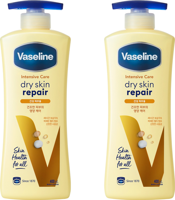 바세린 인텐시브 케어 드라이 스킨 리페어 바디로션, 400ml, 2개