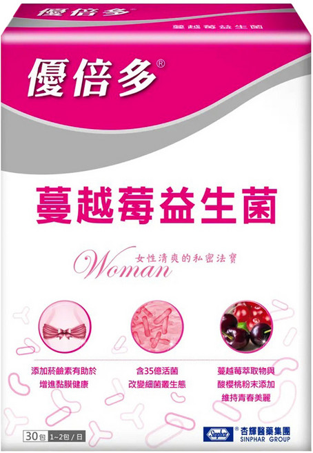 Sinphar 杏輝醫藥 YouBest 優倍多 蔓越莓益生菌, 30包, 2g, 1盒
