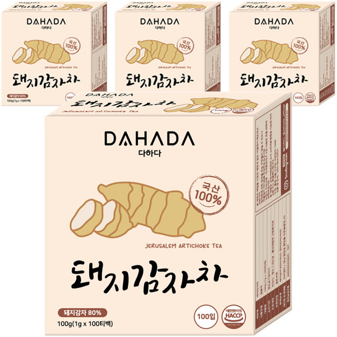 다하다 티백 돼지감자차, 1g, 100개입, 4개