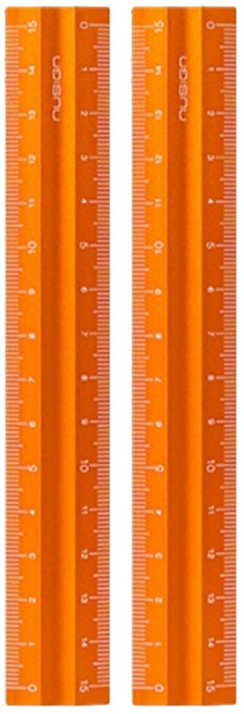 델리 누사인 알루미늄 직자 휴대용 양면 눈금자 15cm, 오렌지, 2개