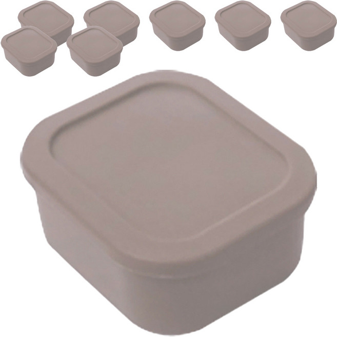 유하우스 삶아 쓰는 실리콘 밀폐용기 브라운, 8개, 300ml