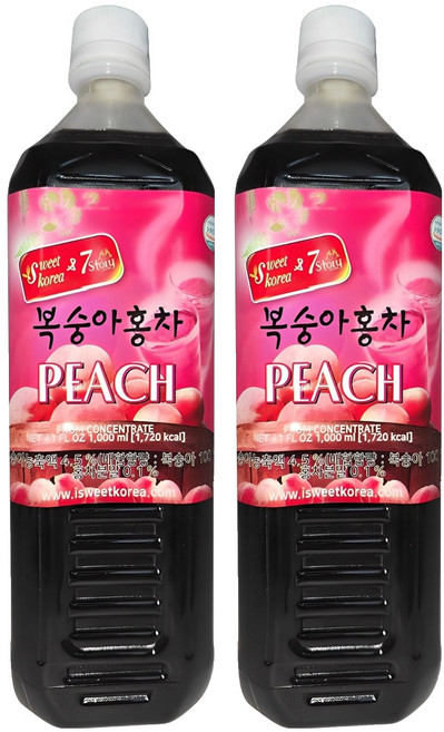 스위트 코리아 복숭아 홍차, 1L, 2개