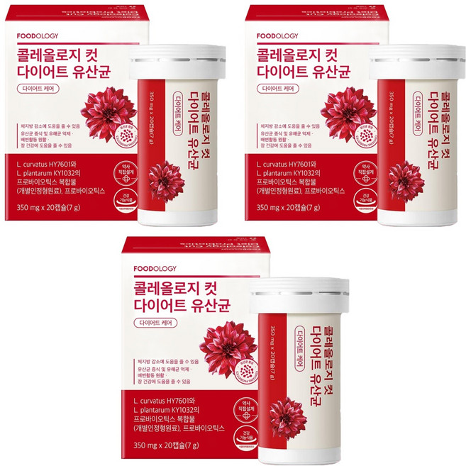 푸드올로지 정품 콜레올로지컷 다이어트 유산균, 20정, 3개