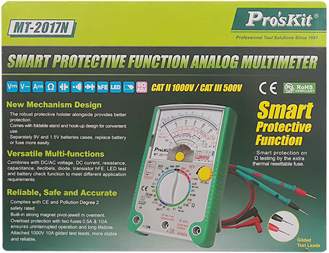 Pro'sKit 寶工 26檔指針型防誤測三用電錶 MT-2017N 171 x 108 x 37mm, 1個