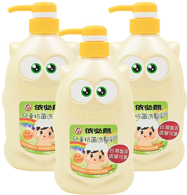 依必朗 兒童抗菌洗髮乳-幸福花果香 溫和洗淨 不易刺激, 700ml, 3瓶