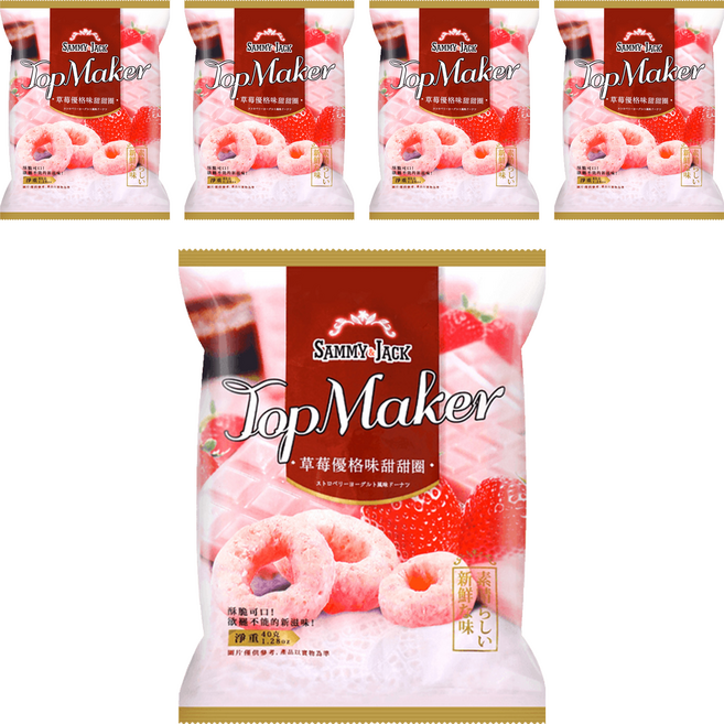 SAMMY&JACK 山米傑克 草莓優格甜甜圈, 40g, 5包