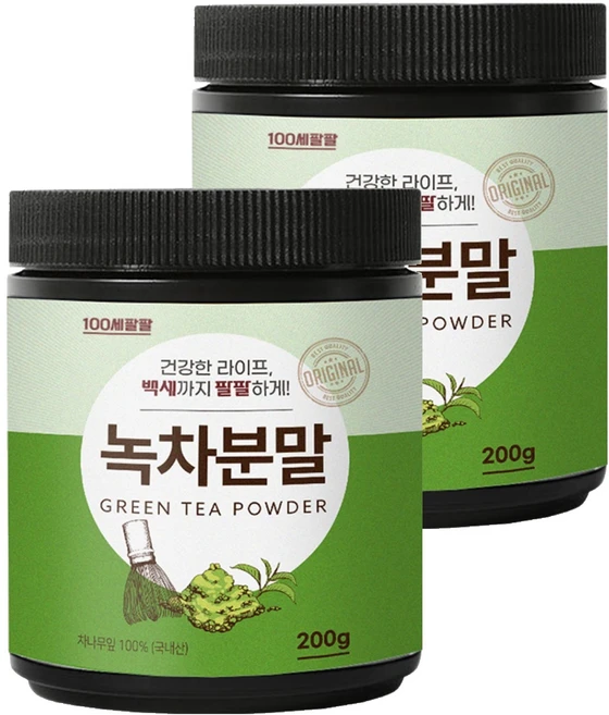 백세팔팔 녹차분말, 2개, 200g - 쿠팡