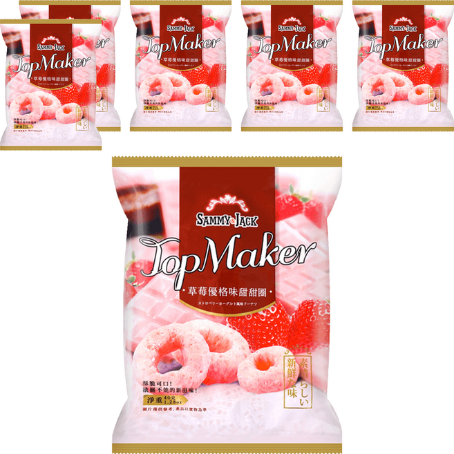 SAMMY&JACK 山米傑克 草莓優格甜甜圈, 40g, 6包