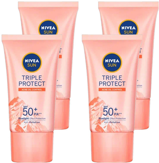 NIVEA 妮維雅 SUN 3重防護輕透防曬凝乳 SPF50+ PA+++ 控油不致痘 混合/油性肌適用, 40ml, 4件
