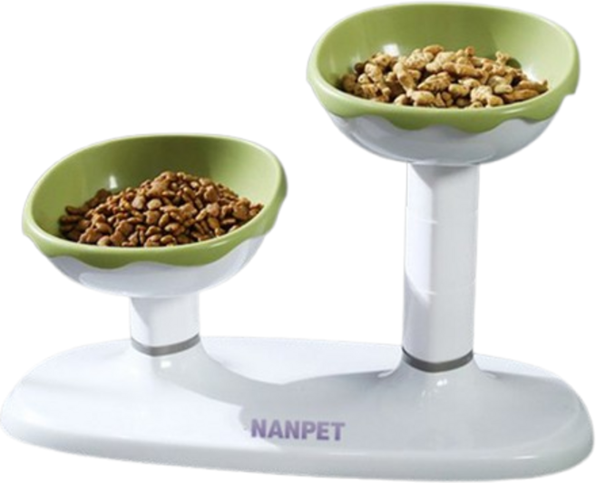 난펫 반려동물 높이조절 2구 식기, 그린, 1개