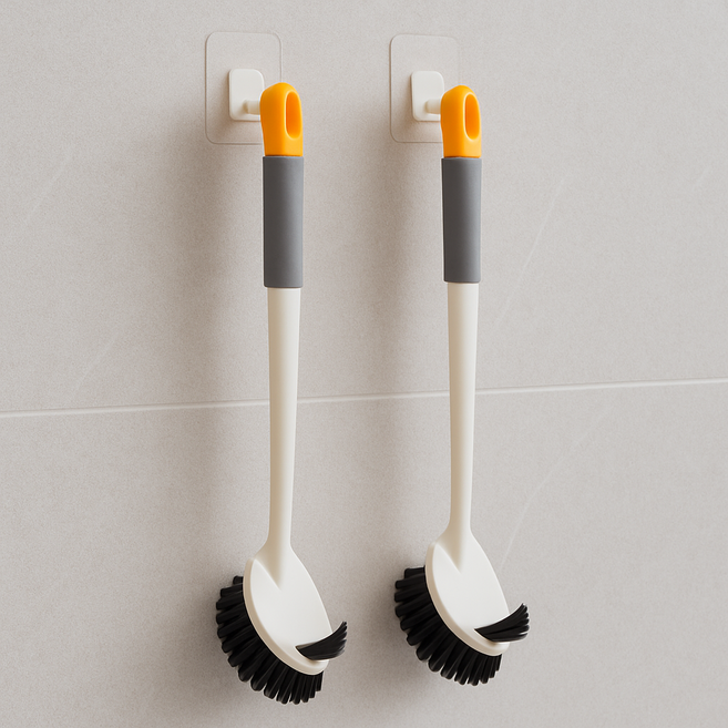 BetterWells 腰部舒適多用途浴室馬桶清潔刷, 白色, 4個