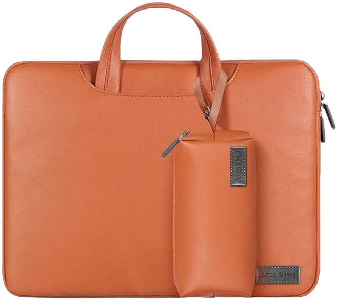 PU皮質電腦包/手提單肩筆電包, 1個, 棕色