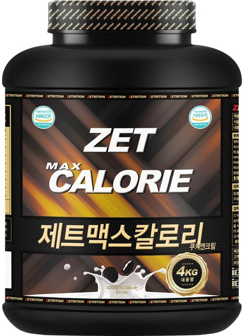 제트리션 제트맥스칼로리 쿠키앤크림, 4kg, 1개 - 쿠팡