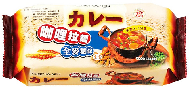 承昌食品 咖哩全麥拉麵 純素, 420g, 1包
