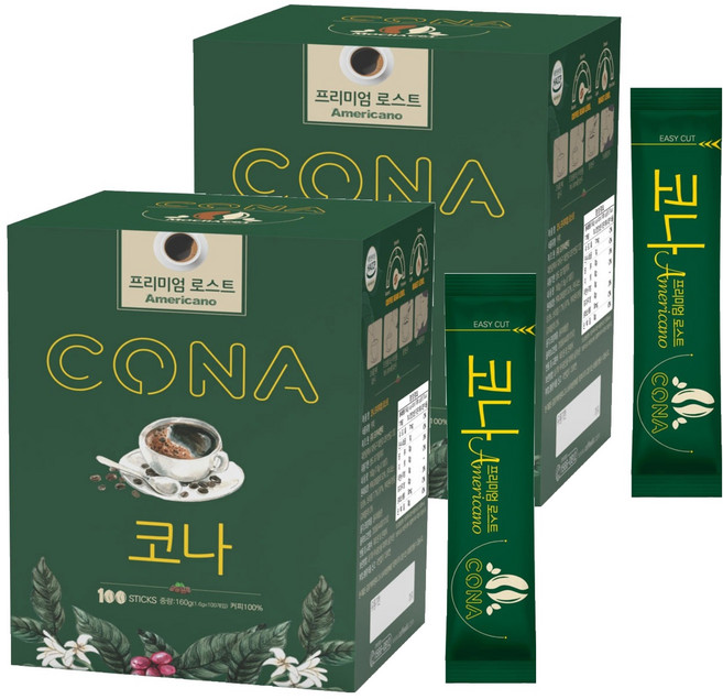 코나 프리미엄 로스트 아메리카노 원두커피믹스, 1.6g, 100개입, 2개