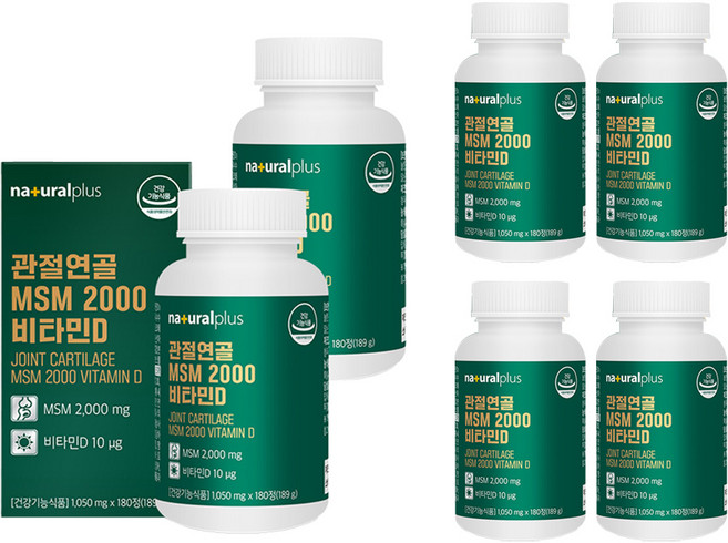 내츄럴플러스 관절연골 MSM 2000 비타민D 189g, 180정, 6개