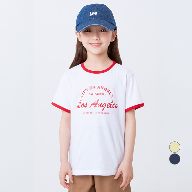 롤리트리 아동용 통기성 순면 레터링 링거 그래픽 티셔츠