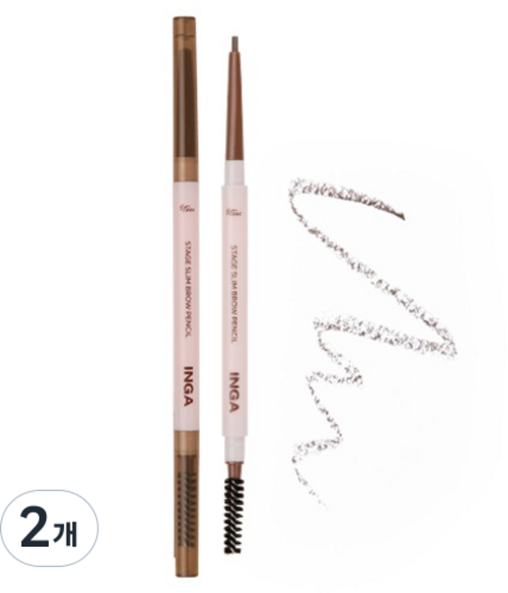 INGA Cosmetics STAGE 1mm 纖細眉筆 0.03g, 01 深棕色, 2個