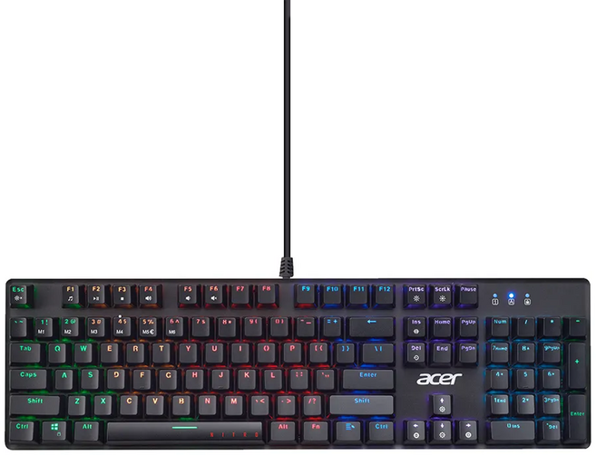 acer 宏碁 Nitro Mechanical Keyboard 有線電競鍵盤, NKW202, Black, 青軸