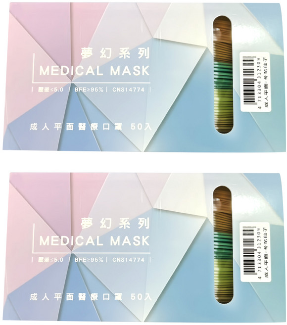 MITENXIN 天心生醫 成人平面口罩, 冬花仙子, 50片, 2盒