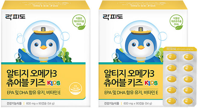 락피도 알티지 오메가3 츄어블 키즈, 90정, 2개