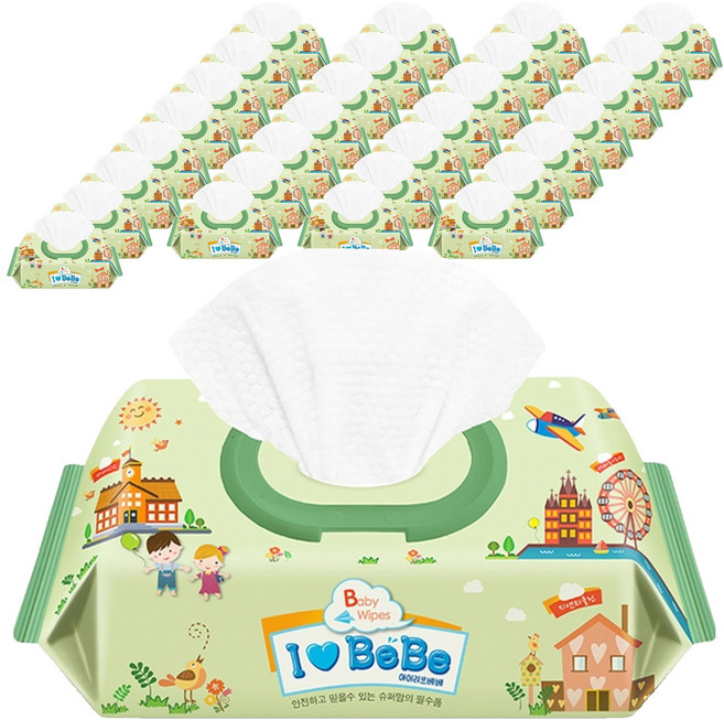 아이러브베베 포레 아기 물티슈 캡형, 62g, 72매, 40세트