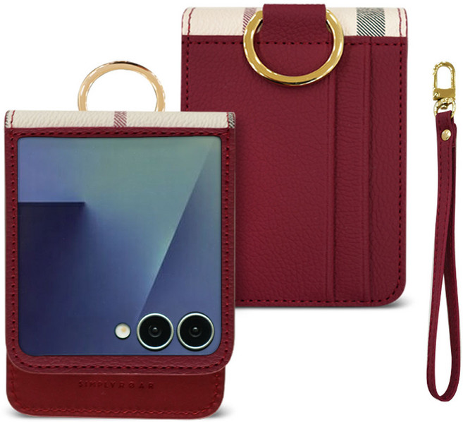 심플리로어 VERA 레더 휴대폰 케이스 + 손목 스트랩 세트