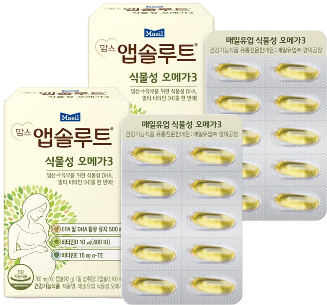 맘스앱솔루트 식물성 오메가3, 60정, 2개