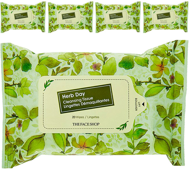 더페이스샵 허브데이 클렌징 티슈, 20매입, 5개