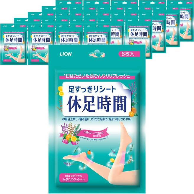 LION 獅王 休足時間 涼感貼片, 6入, 25個