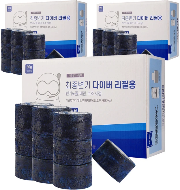 소다스쿨 최종변기 다이버 리필, 90g, 10개 - 쿠팡