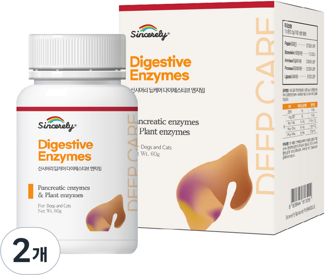 신시어리 반려동물 딥케어 영양제, 60g, 소화+장건강, 2개