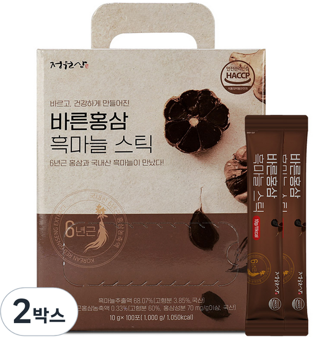 정원삼 바른홍삼 흑마늘 스틱 100p, 1kg, 2박스