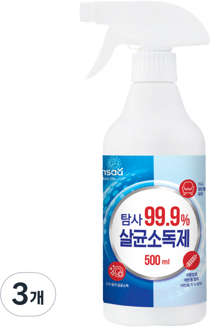 탐사 곡물발효에탄올 함유 살균 소독제, 3개, 500ml