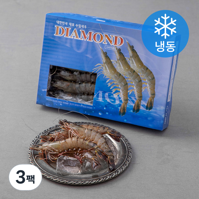 DIAMOND 홍다리 얼룩새우 20마리 (냉동), 500g, 3팩