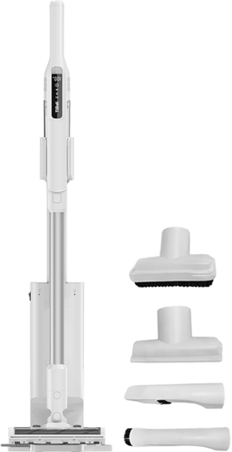 TiDdi ZeroTouch AI感測自動集塵 吸塵器 附二合一刷頭組 方形軟毛刷組 白色 S2