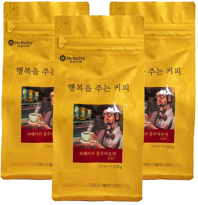 맥널티커피 자메이카 블루마운틴 블렌드 분쇄 원두커피, 핸드드립, 226g, 3개