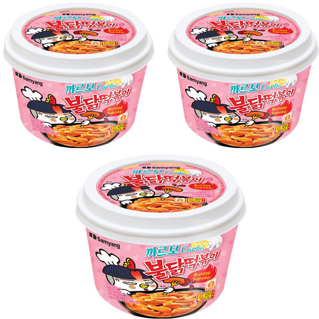 SAMYANG 三養 火辣雞肉風味辣炒年糕 奶油白醬風味 碗裝, 179g, 3入