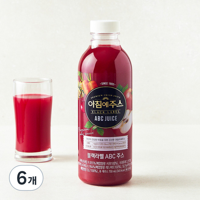 아침에주스 블랙라벨 ABC주스, 750ml, 6개