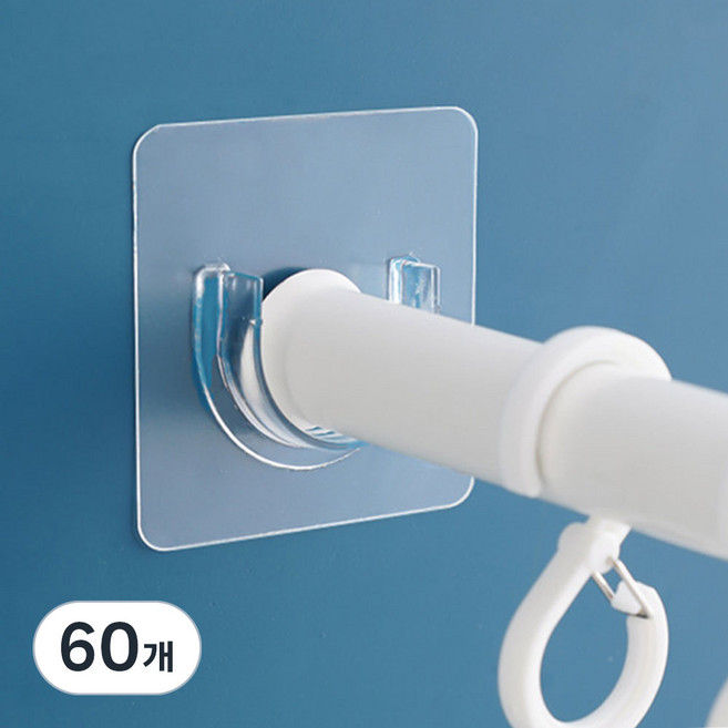 리빙홈디테일 무타공 압축봉 고정홀더 걸이 GE-13, 투명, 60개